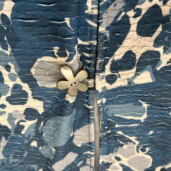 Multiples Evening Jacket Blue Mid Mod Floral Print Artsy One Button Plus Size 1X - Picture 2 of 5